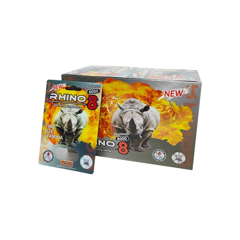 RHINO 8/11/25 дисплей карты пользовательская печать мужские таблетки повышения производительности 3d карты коробка пустой контейнер упаковочные карты