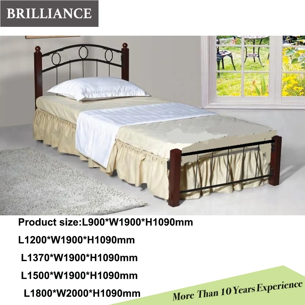 Chinese wooden bed single metal bed frame solid wood