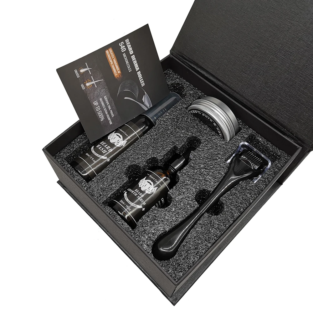 Низкий минимальный заказ индивидуальный логотип частная марка набор органического масла для роста бороды бальзам мужчин ухода за бородой