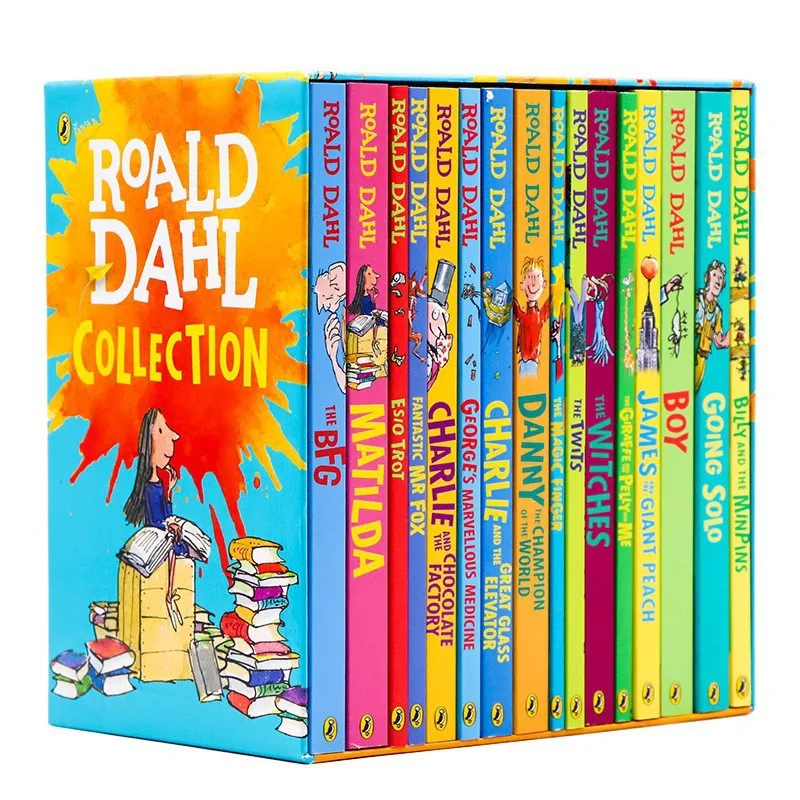 Cheap Wholesale 16 Volumes The Large Roald Dahl Literature Novel Story Book For Children English Learning