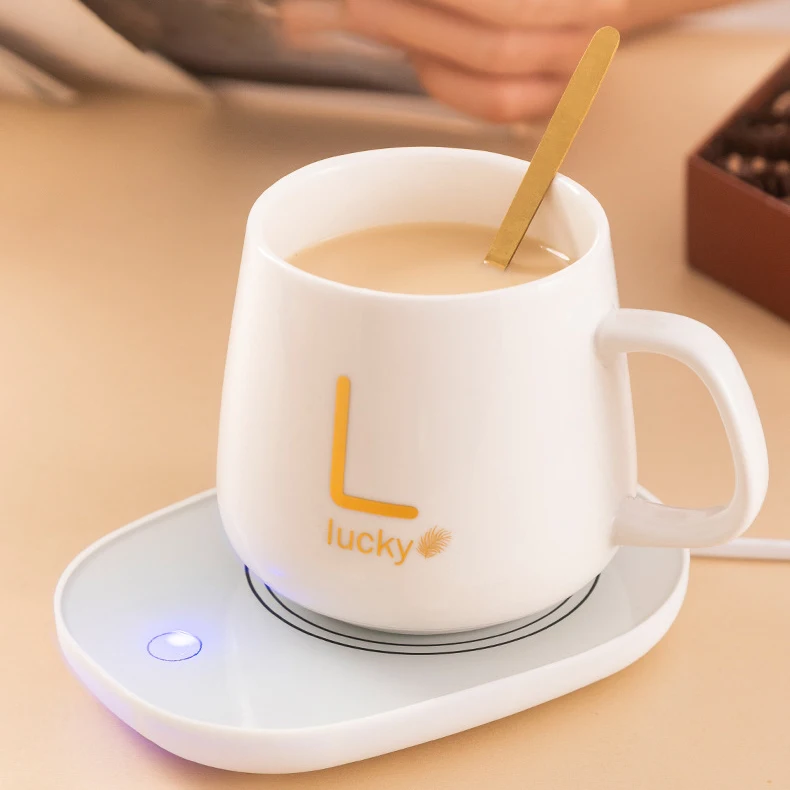 Nordic Style Temperature Control Self Heating Display Wholesales Smart USB Heated Mug Warmer Mug Set
