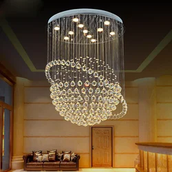 Staircase Light Crystal Chandelier Building Large Led Modern Crystal Ball Chandelier For Lobby Living Room