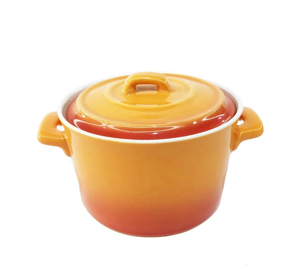 Керамическая миска для супа с ручкой и крышкой 5 1