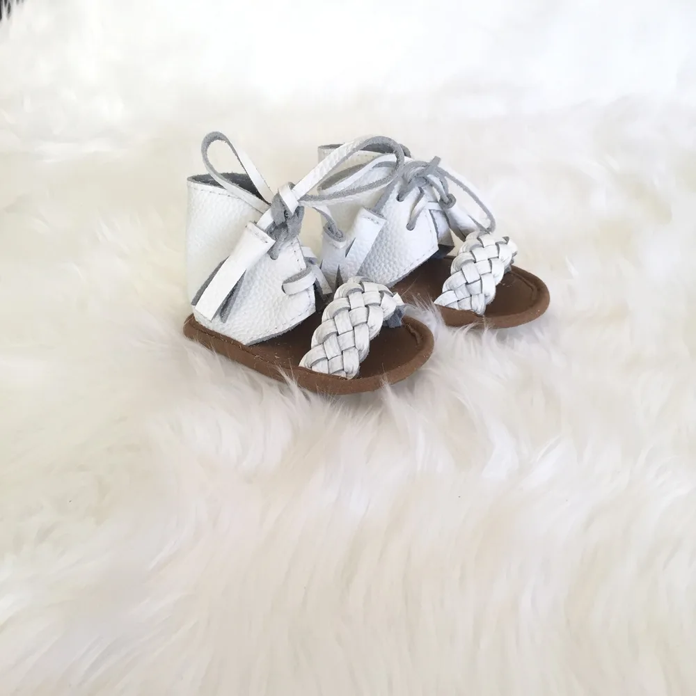 
customized fashion soft sole summer leather crochet baby sandals 