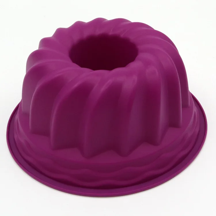 Non Stick Silicone Spiral round chiffon donut Cake Mold 9 inch Fluted Tube Cake Pan molde