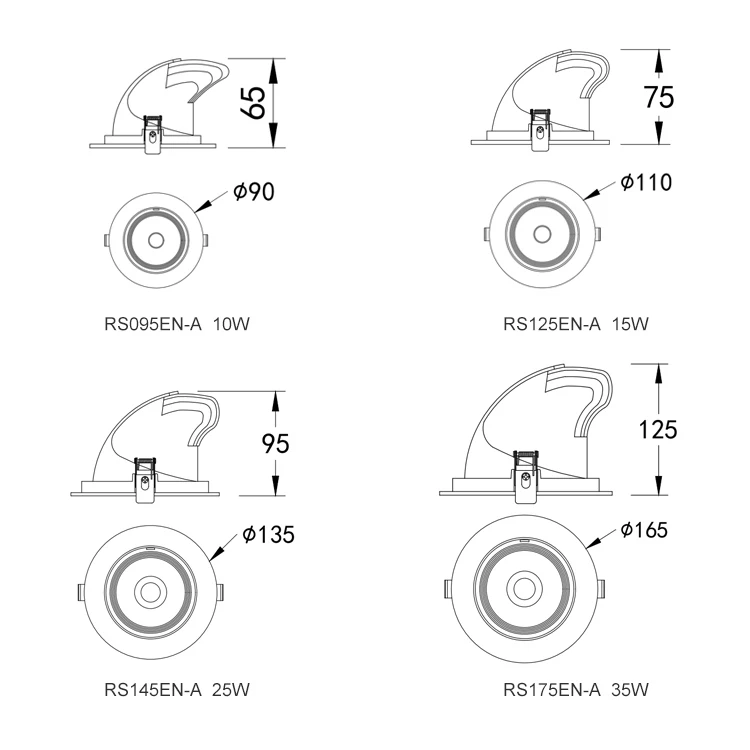 Schools Hotels Modern Aluminum Recessed Mounting Cob 10w 15w 25w 35w Led Spot Light