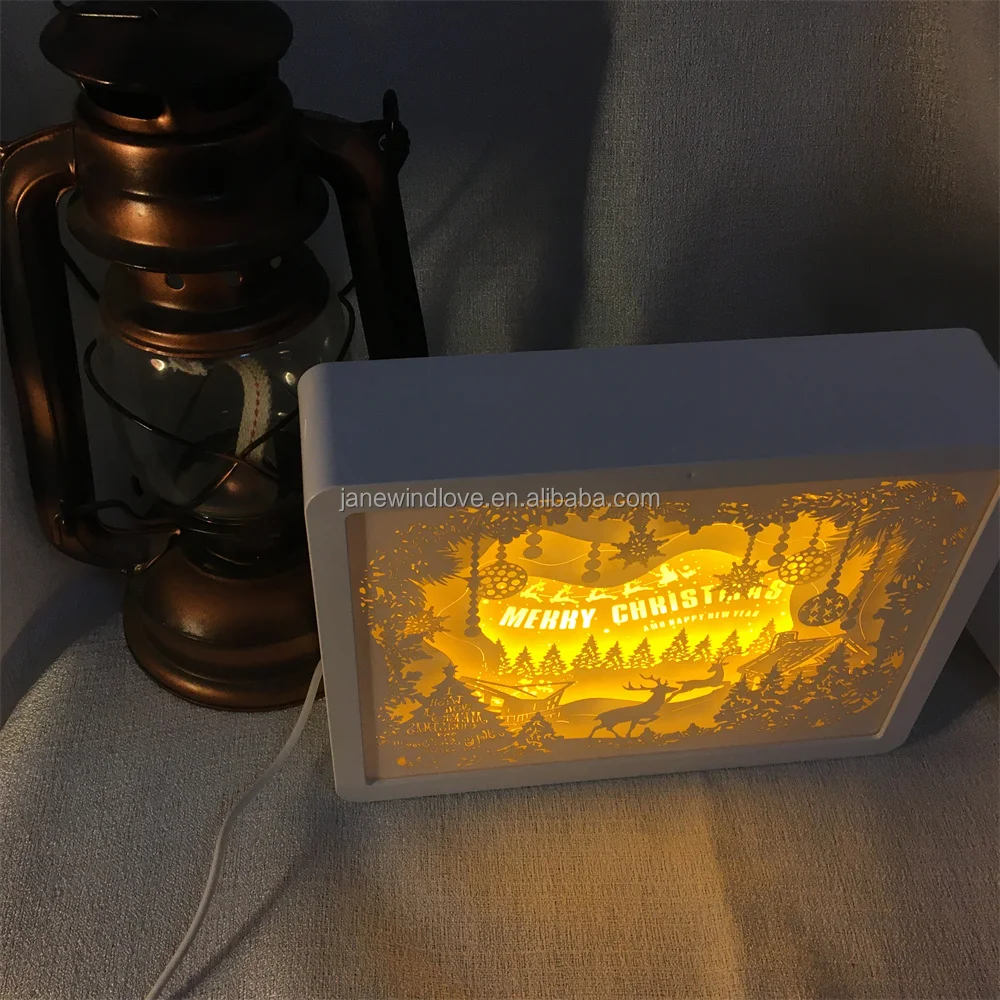 Мультфильм подарок ко Дню Святого Валентина 3D Papercut световые коробки рамка ночные огни Бумажные скульптуры Ночная лампа креативные тени картины