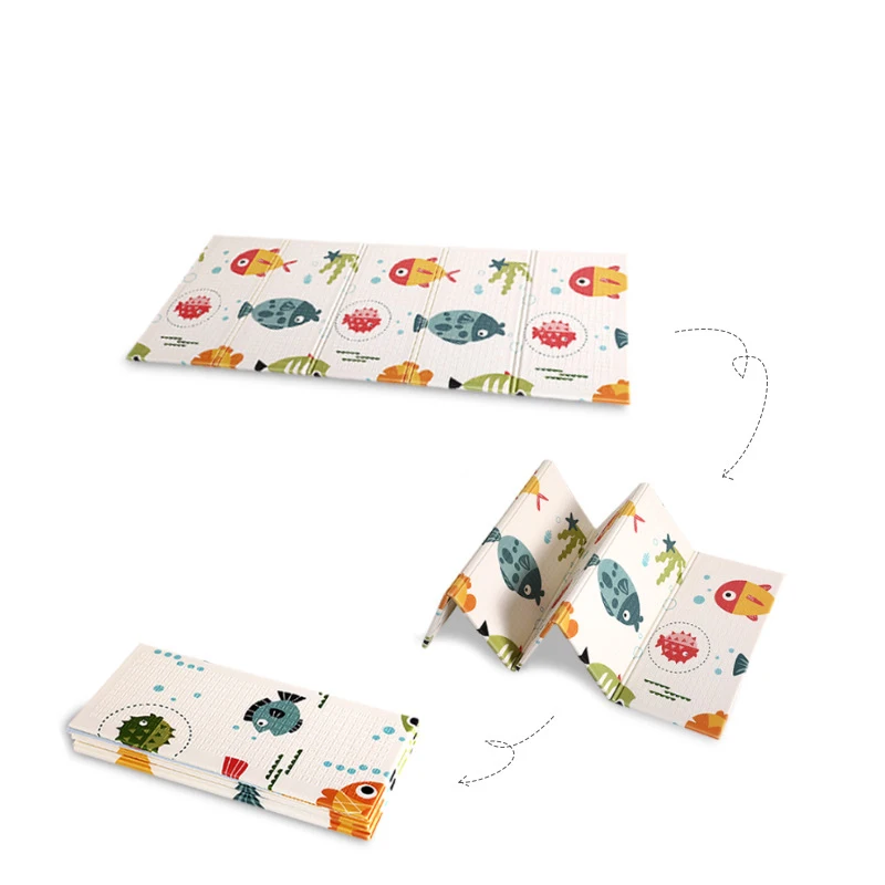 Hot Selling Non-toxic 150*180cm Foldable Double Side Printing XPE Playmat Baby Foam Crawling Mat for Baby Crawling  and Playing