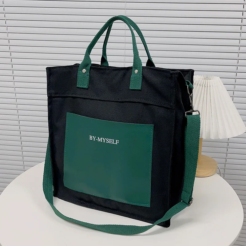 Original self-made zippered three-dimensional shaped canvas bag for students, simple and casual carrying crossbody bag