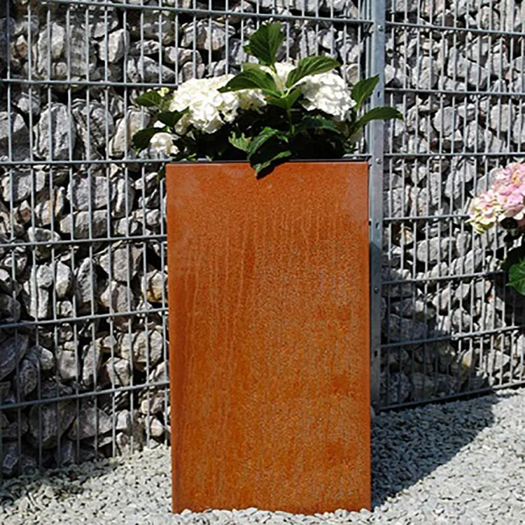 Backyard Garden Products Decorative Metal Flower Pot Planting Box Customized CortenSteel Flower Pot