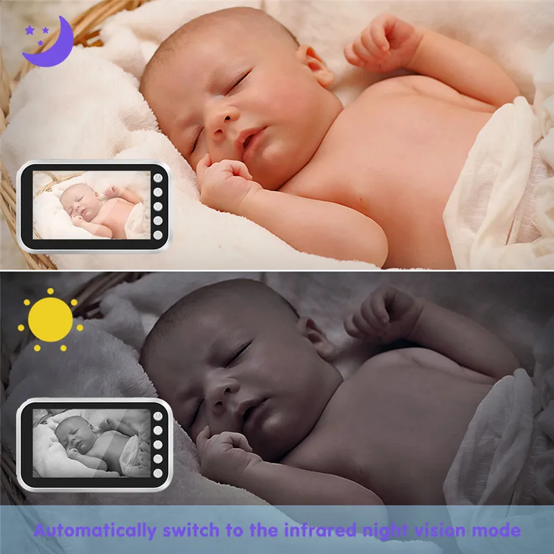 ABM100 4.3 Inch LCD Display Night Vision Wireless Baby Monitor Camera 2 Way Audio Temperature Monitor Video Baby Camera