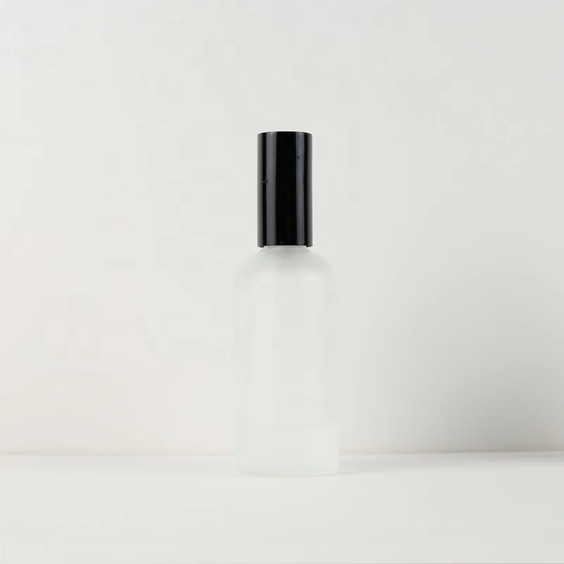 Empty Custom Spray Botol Parfum Atomizer Frosted Matte Black 100ml Cosmetic Serum Spray Glass Bottle With Pump Sprayer