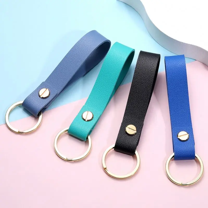 2022 High Quality Professional Custom Leather Key Chains Cheap Promotion Tassel Chian PU Strap Faux Keychain Keyring