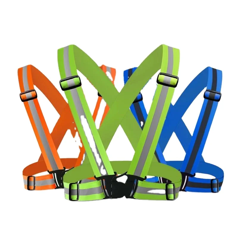 High Elastic Adjustable size safety cloth hi vis traffic jacket running reflective belt vests
