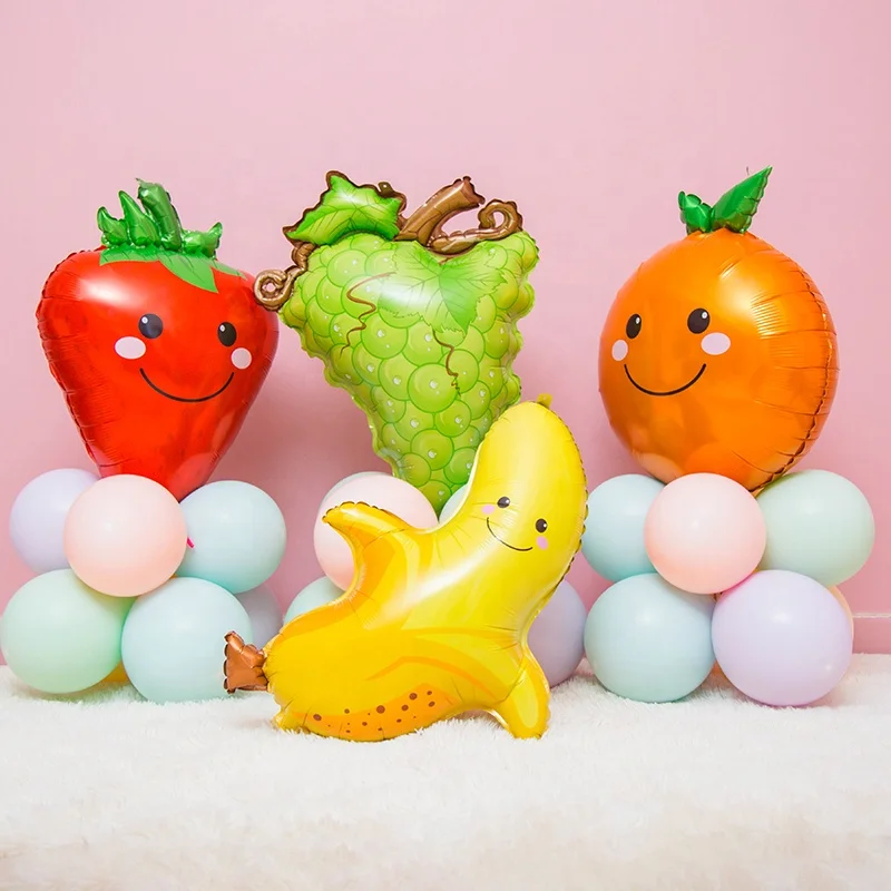 Promotional Products Fruit Vegetable Shape Helium Balloons Strawberry Foil Balloons For Kids Party Decoration