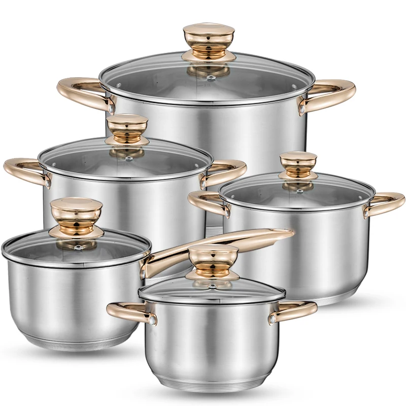 
10Pcs Cooking Potkitchen Cook Ware Set Stainless Steel Cookware Cet Factory CustomMade 