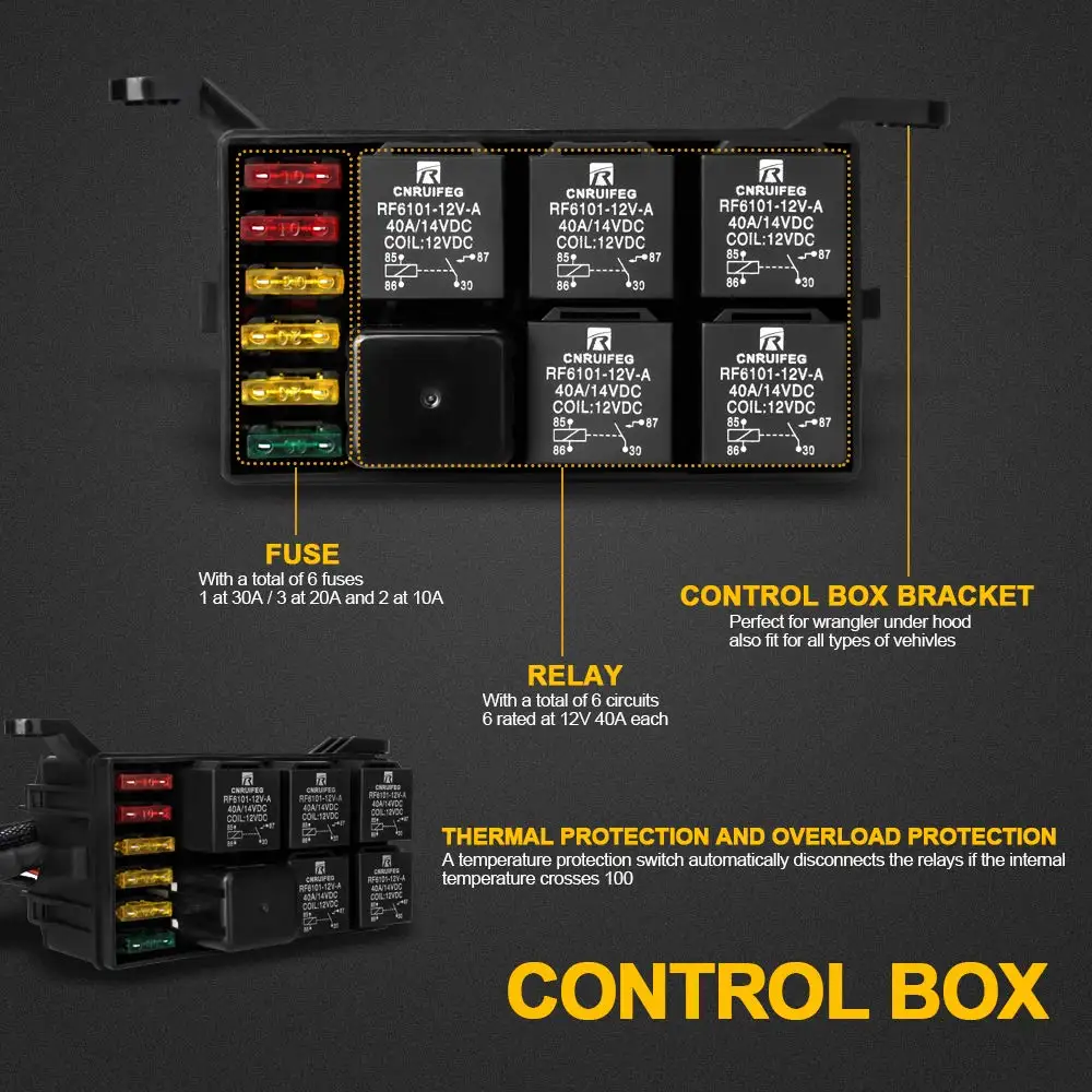6 Gang Switch Panel Kit Circuit Control Box Relay System Universal ON-Off Touch Switch Box for Car Marine Boat