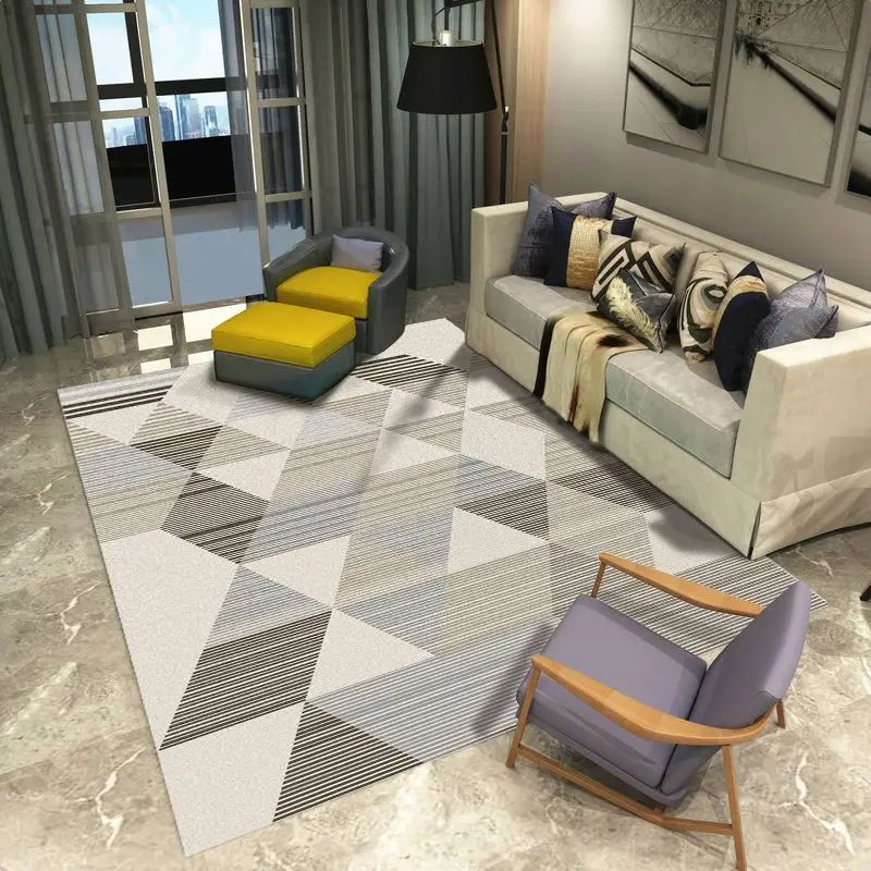 
tianjin Factory Non-slip/absorb water Polyester abstract style heat transfer printed carpet tapis de salon 