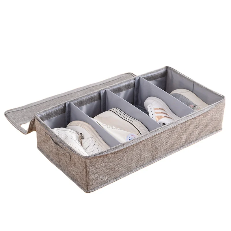 Box Storage 6 Shoes Slide Under Bed Boxes Drawer Underbed Fabric Transparent Shoe Organizer Sustainable