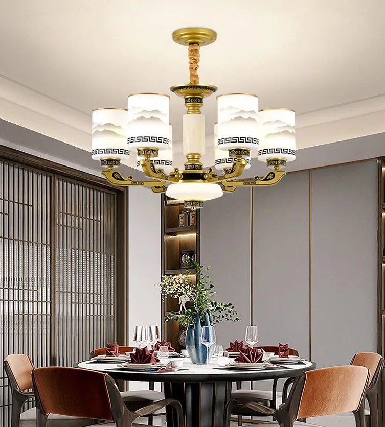 Jade Glass Villa Stairs Chandelier Hollow Duplex Living Room Hotel Project Lobby Chandelier Lighting