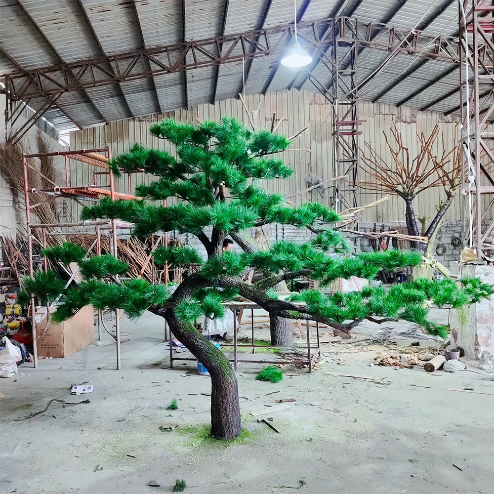 Декоративное комнатное искусственное ландшафтное дерево на открытом воздухе большая зеленая искусственная сосна для декора сада