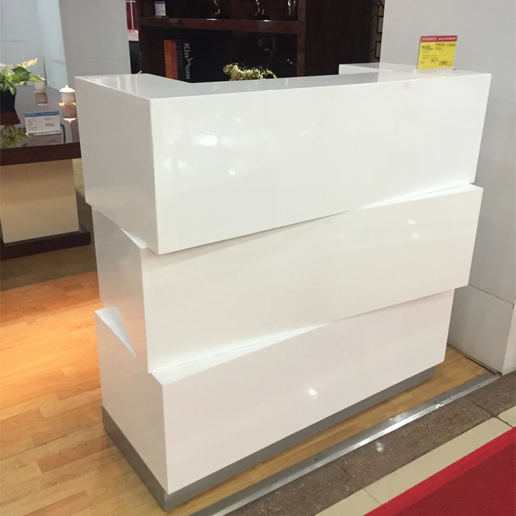 Luxury Artificial Marble Lighted White Restaurant Nail Salon Spa Reception Desk Cashier Counter