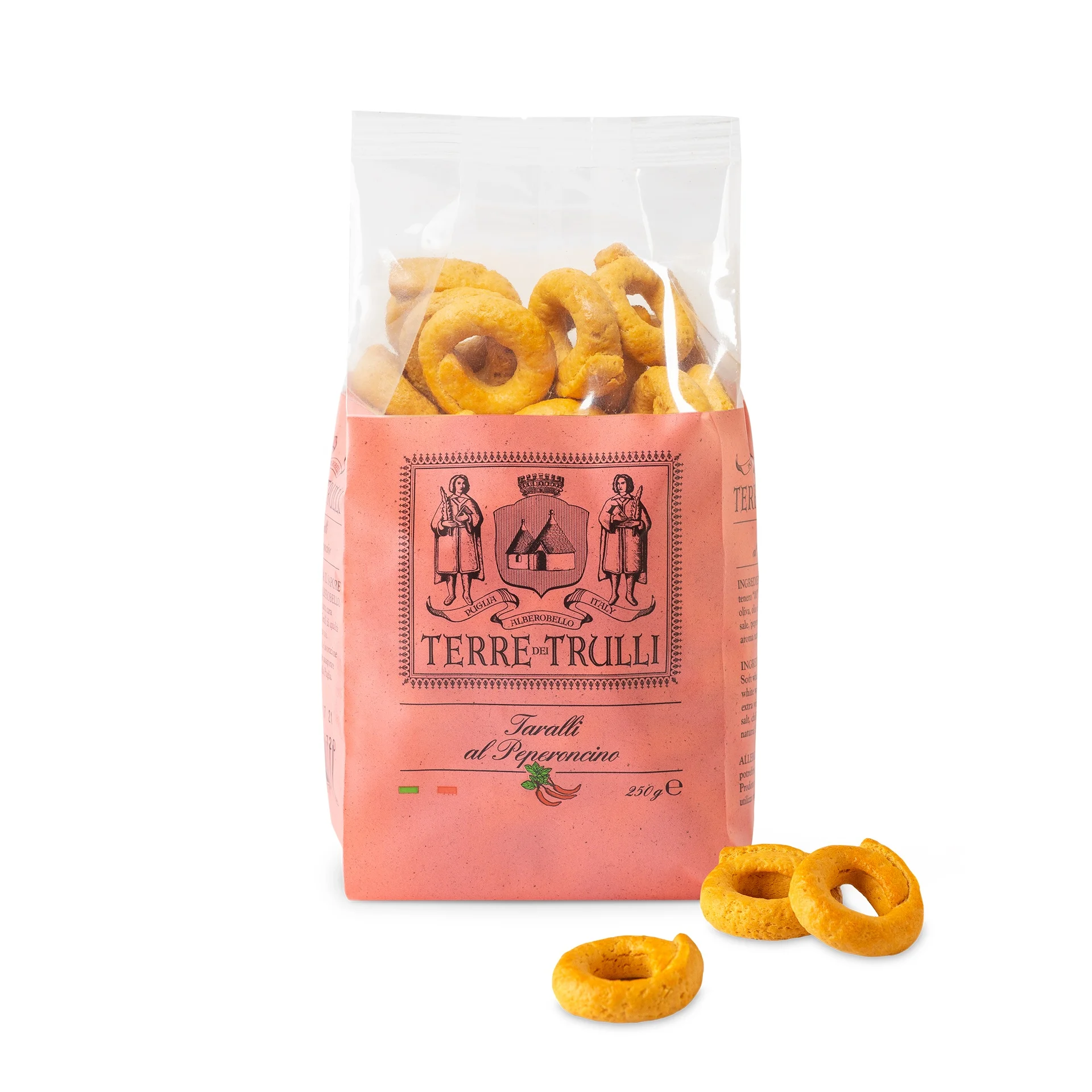 Premium Italian Quality Taralli - Savory Snacks with Chili 250g pack, Grain Snack for Aperitif, GDO, Horeca