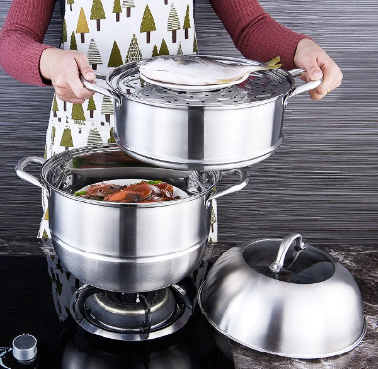 High performance stainless steel non stick large capacity kitchen cookware cooking steamer pot