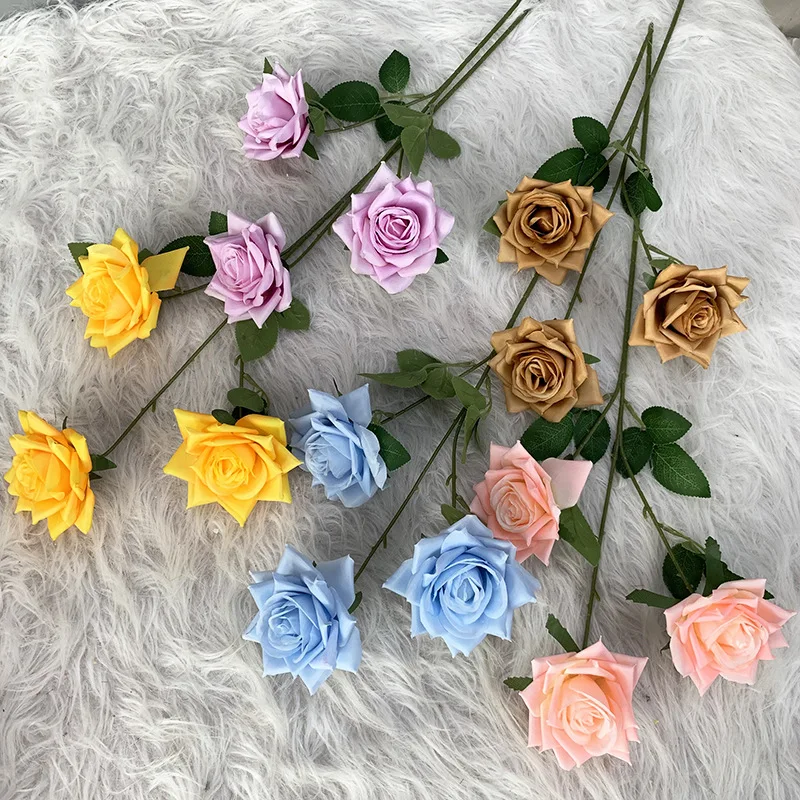 SN-S18029 Alibaba artificial flowers 3heads rose 65cm flowers wedding bouquet 3 heads artificial roses flowers
