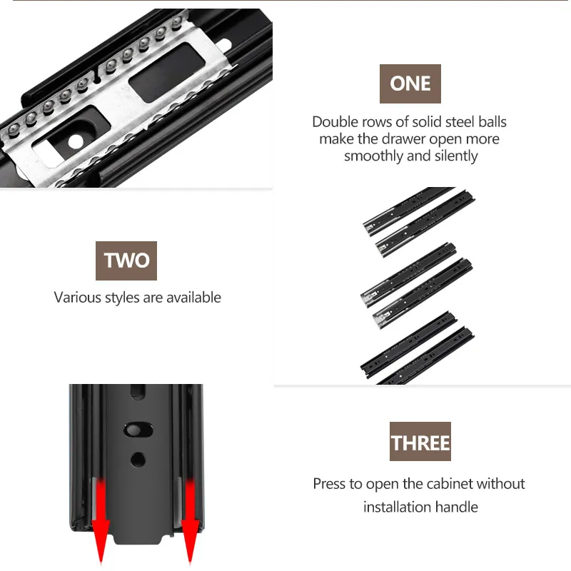 Hot Sale 35/45mm Blue Zinc Plated  Drawer Slide For Furniture Drawer Slide Rail