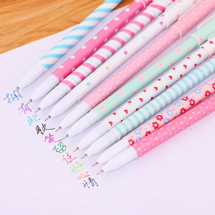 Wholesale Kawaii Gift School Stationery 10 Colors Kids Cute Anime Gel Pen Custom Multi-Color Plastic Cartoon Ballpoint Pens