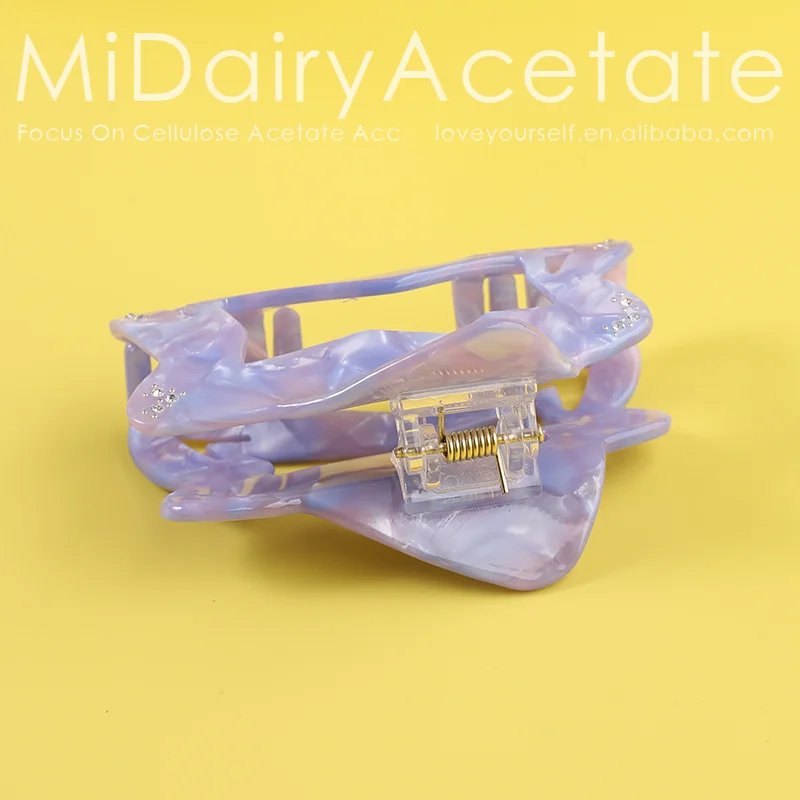 Midairy factory direct sell OEM ODM irregular hollow girly rhinestone hair claw clips for women ladies accessories 80x45mm 4236