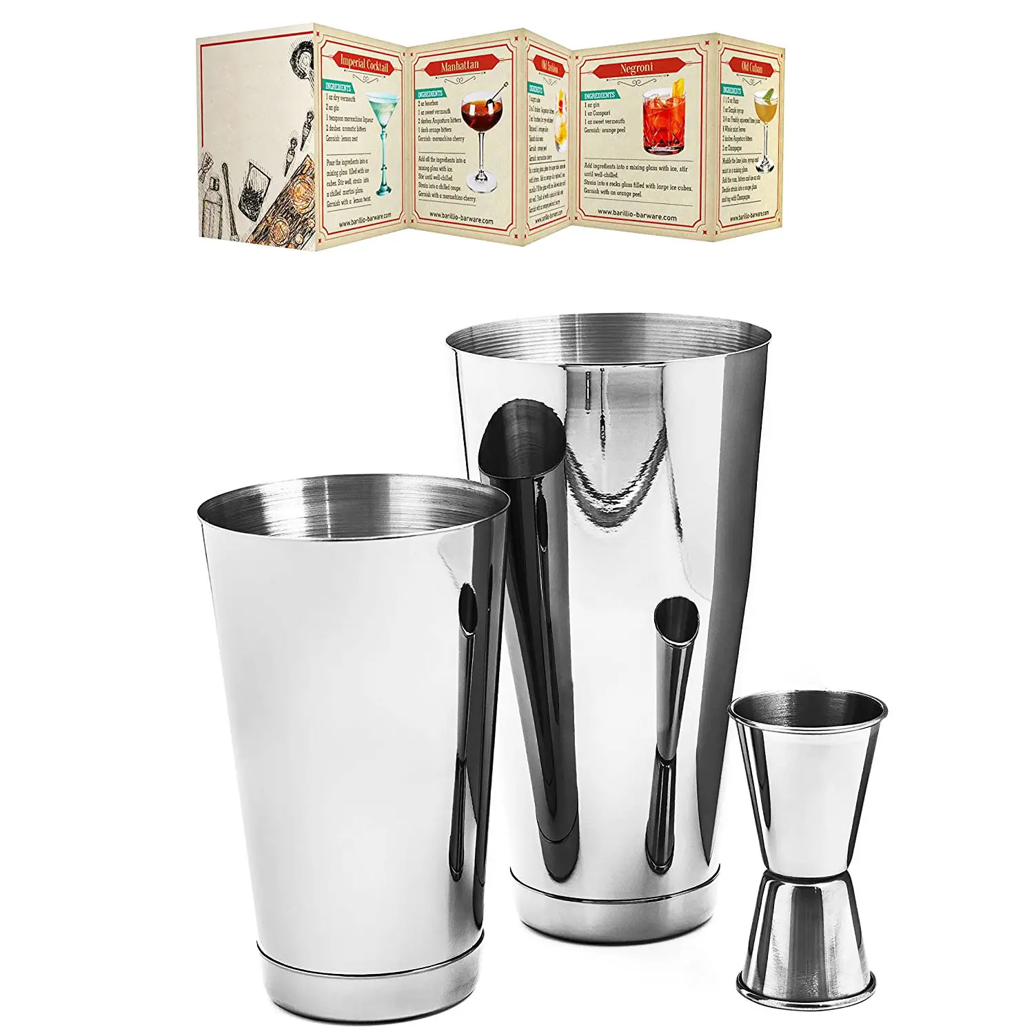 Top Seller Custom 4 Pieces Weighted Cheap Cocktail Shaker Set Professional Stainless Steel Bartender Kit with Recipes
