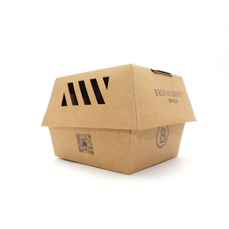 china supplier wholesale Hottest  Fried Chips Burger Fast Food packing box Custom Print Paper Hamburger Box Packaging