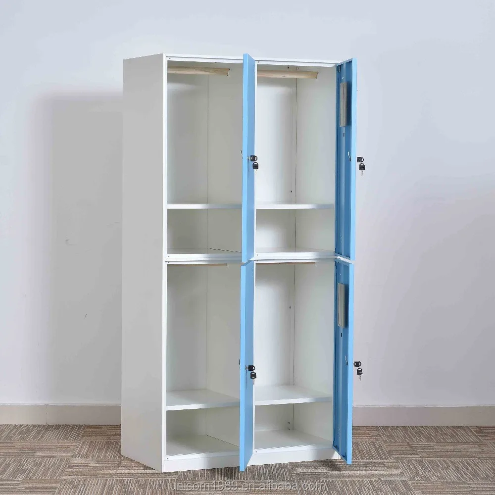 China steel locker factory cheap for sale strong and durable locker room mechanical lock 4 door wardrobe cabinets for clothes