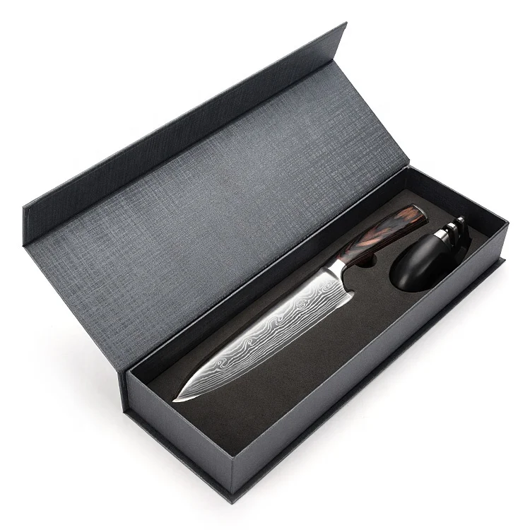 Asiakey Hot Sale 4 in one Kitchen Chef Knife Set with Sharpener & Cover in Magnetic box