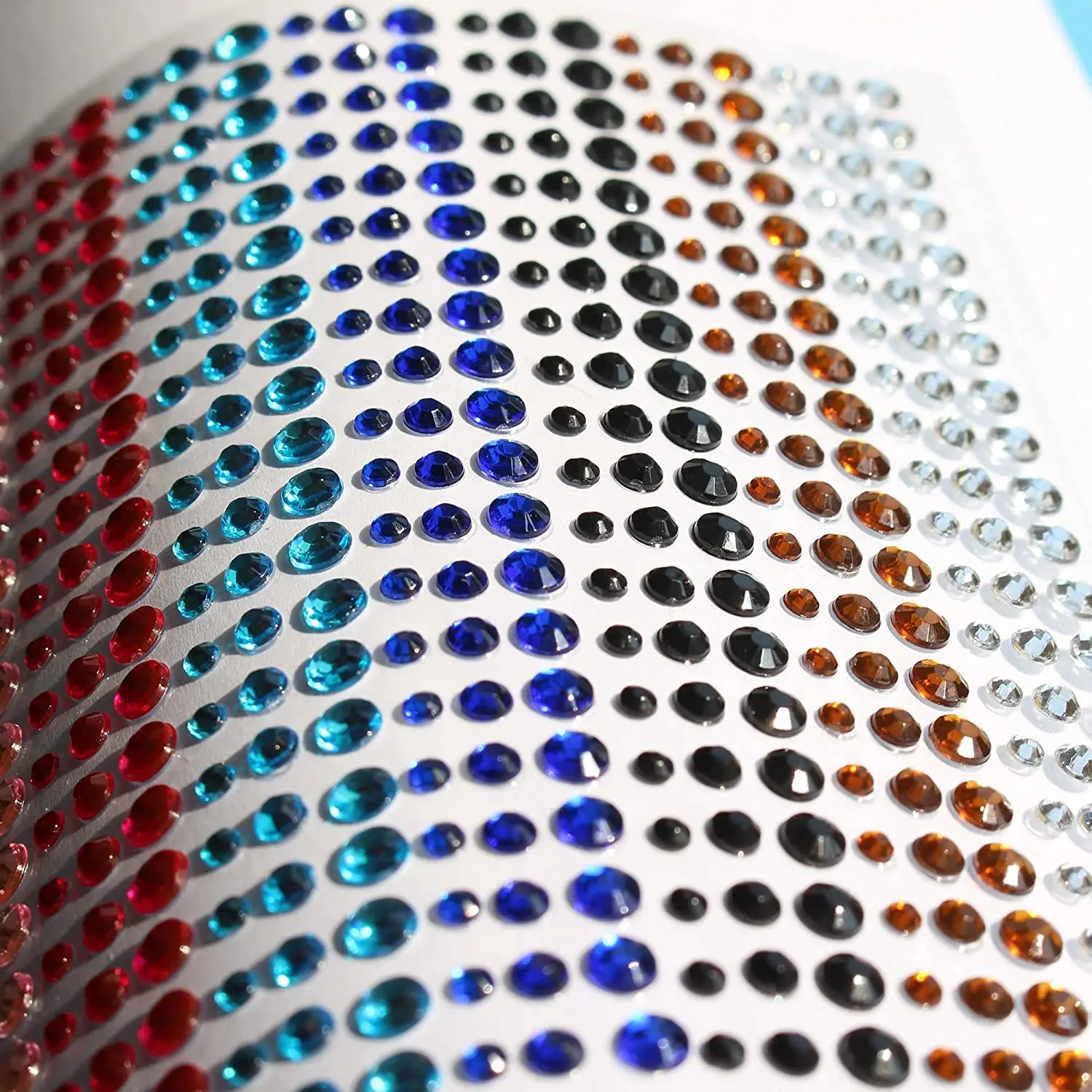 15 Colors 3 Sizes Rhinestone Stickers DIY Self Adhesive Colorful Gem Stickers Fits for Crafts Body Nails