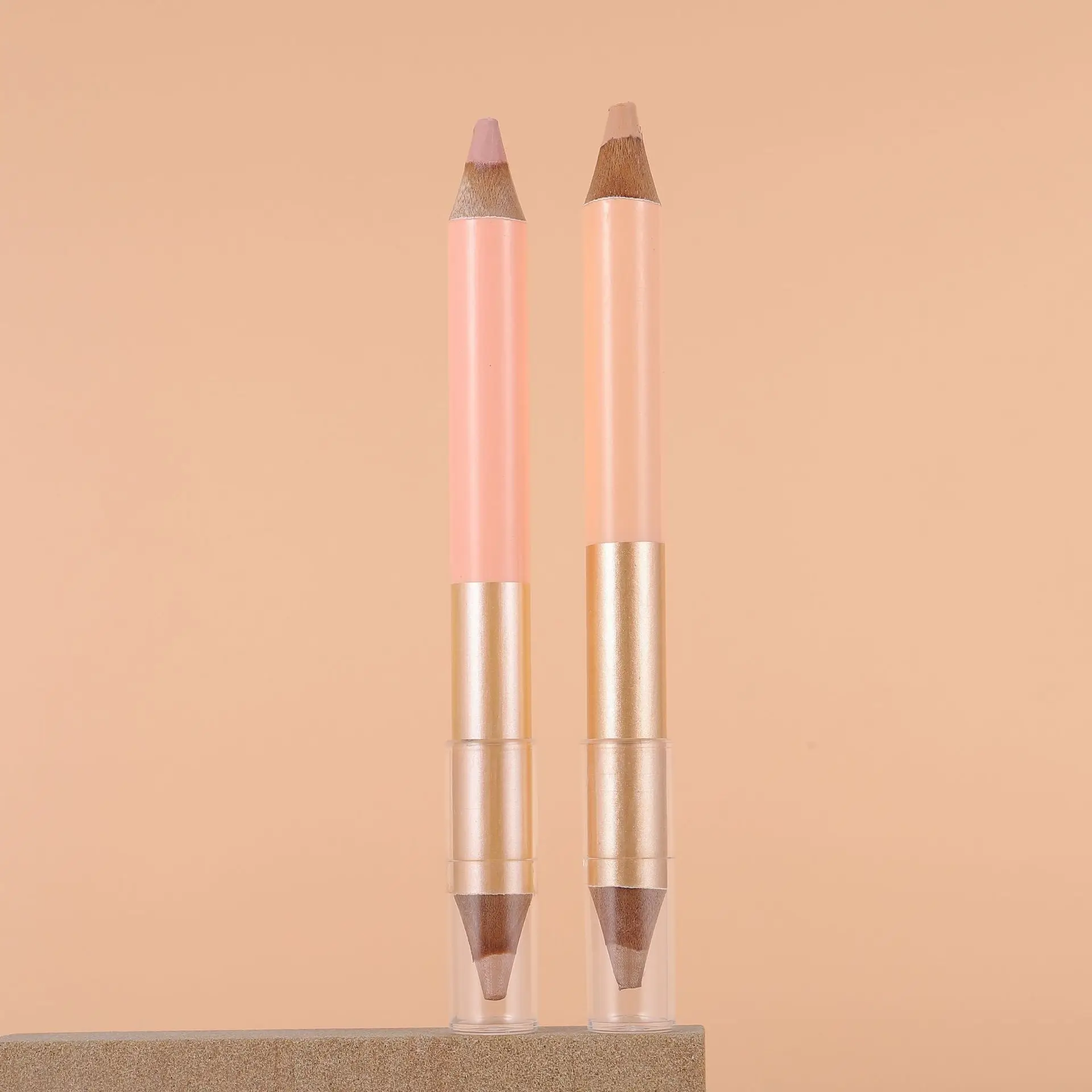 Wholesale Cosmetics Double Head Private Label Dual End Wooden Eyebrow Pencil Highlighter Pen Eyebrow Bone Pen