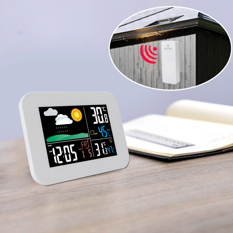 Forecast Exterior Humidity Thermometer Hygrometer Digital Table Wireless Weather Station With Alarm Clock