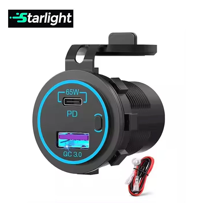 Автомобильное зарядное устройство для ноутбука 83 Вт 12 В USB-розетка: Offun 65 PD USB-C автомобильное и 18 QC3.0 розетка с выключателем питания гольфа