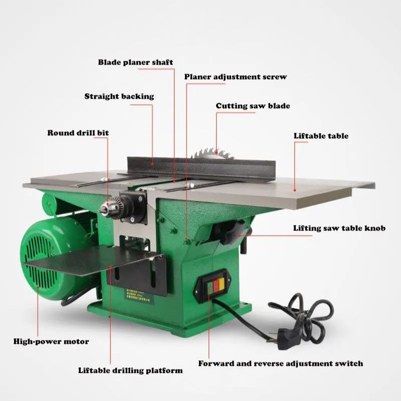 Multifunctional table woodworking electric planer woodworking bench planer three in one household small table saw electric saw