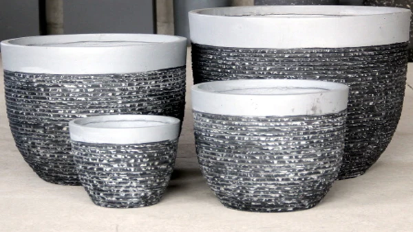 2020 Popular Fiber Clay Planter  Pot Set flower pots in bulk with stone pattern