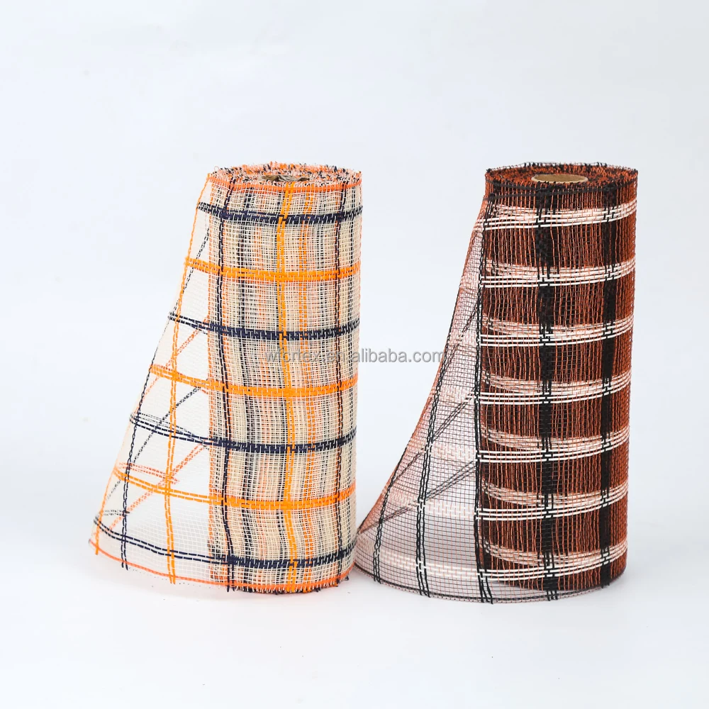 Dacron Christmas White Decor Mesh Webbing for Decorative Christmas Tree Wired Ribbon Metallic Poly Mesh Ribbon