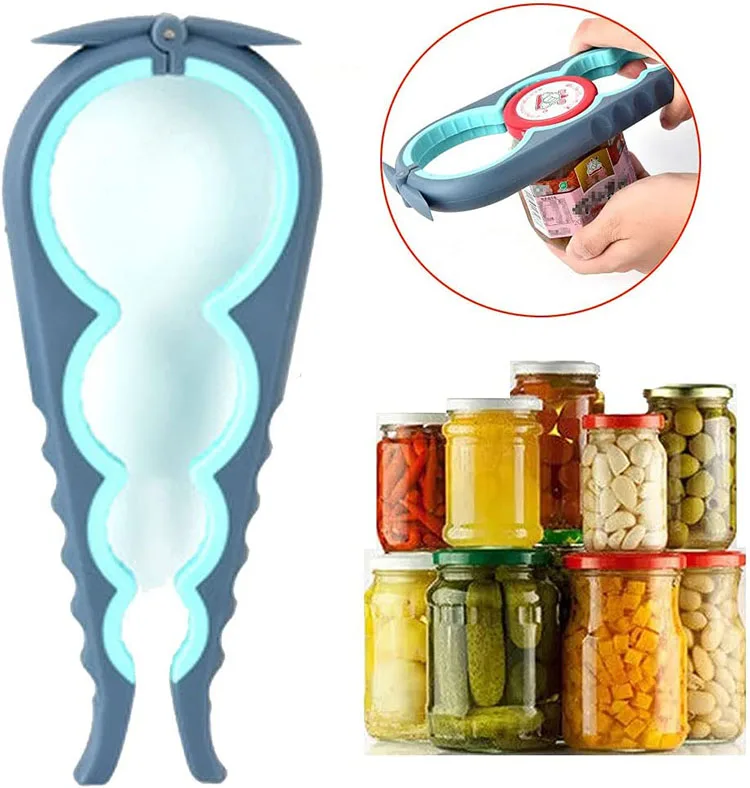 YM Jar Opener 5 in 1 Multi Function Can Opener Bottle Opener Kit with Silicone Handle Easy to Use for Children Elderly