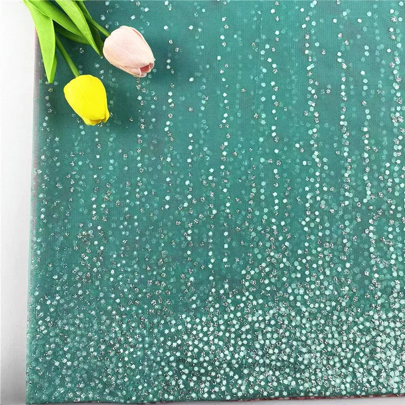 Pink And Green Shiny Mesh Glitter Metallic Fabric for Dress,Diy Wedding Apparel Sewing Tissue, Dancewear fabric Tulle Cloth