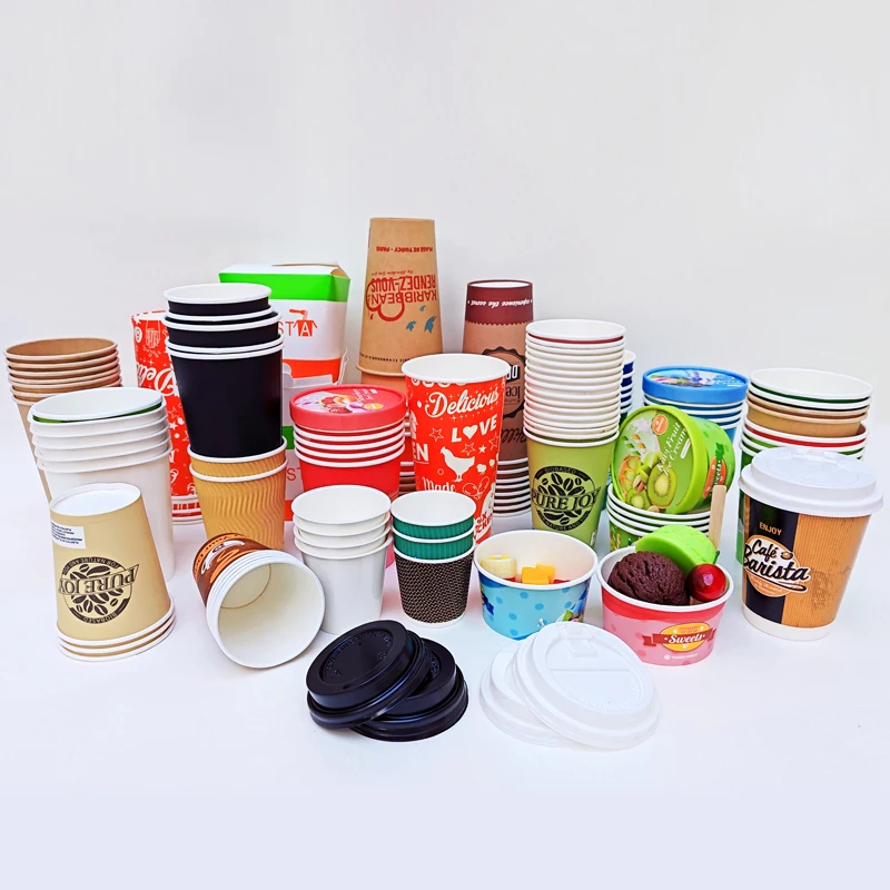 OEM Factory Coffee Paper Cup Designs Ripple Wall Black Cheap Disposable Cups 8Oz / 12Oz 16Oz Tea