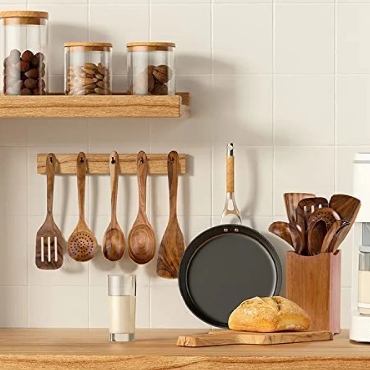 Wholesale 8 piece home everyday use kitchen tools non-stick pan wooden cooking utensils set