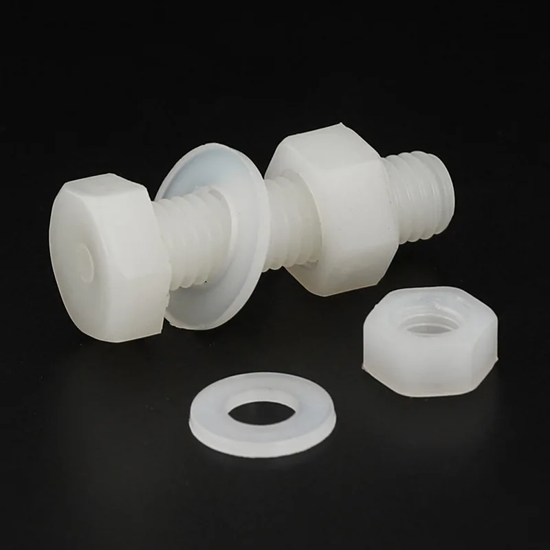 Nylon bolt and nylon nut M3-M12 DIN933 & DIN934 plastic bolts and nuts with high quality plastic bolt nylon screw