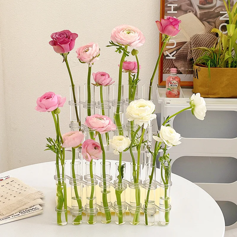 Nordic Test Tube Flower Vase Clear Hydroponic Arrangement Flower Glass Vase Set