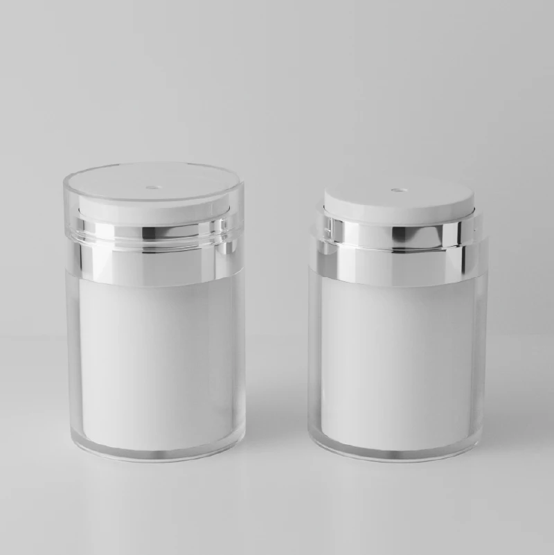 Best selling 15g 30g 50g plastic custom cosmetic airless lotion acrylic jar white empty cream containers wholesale